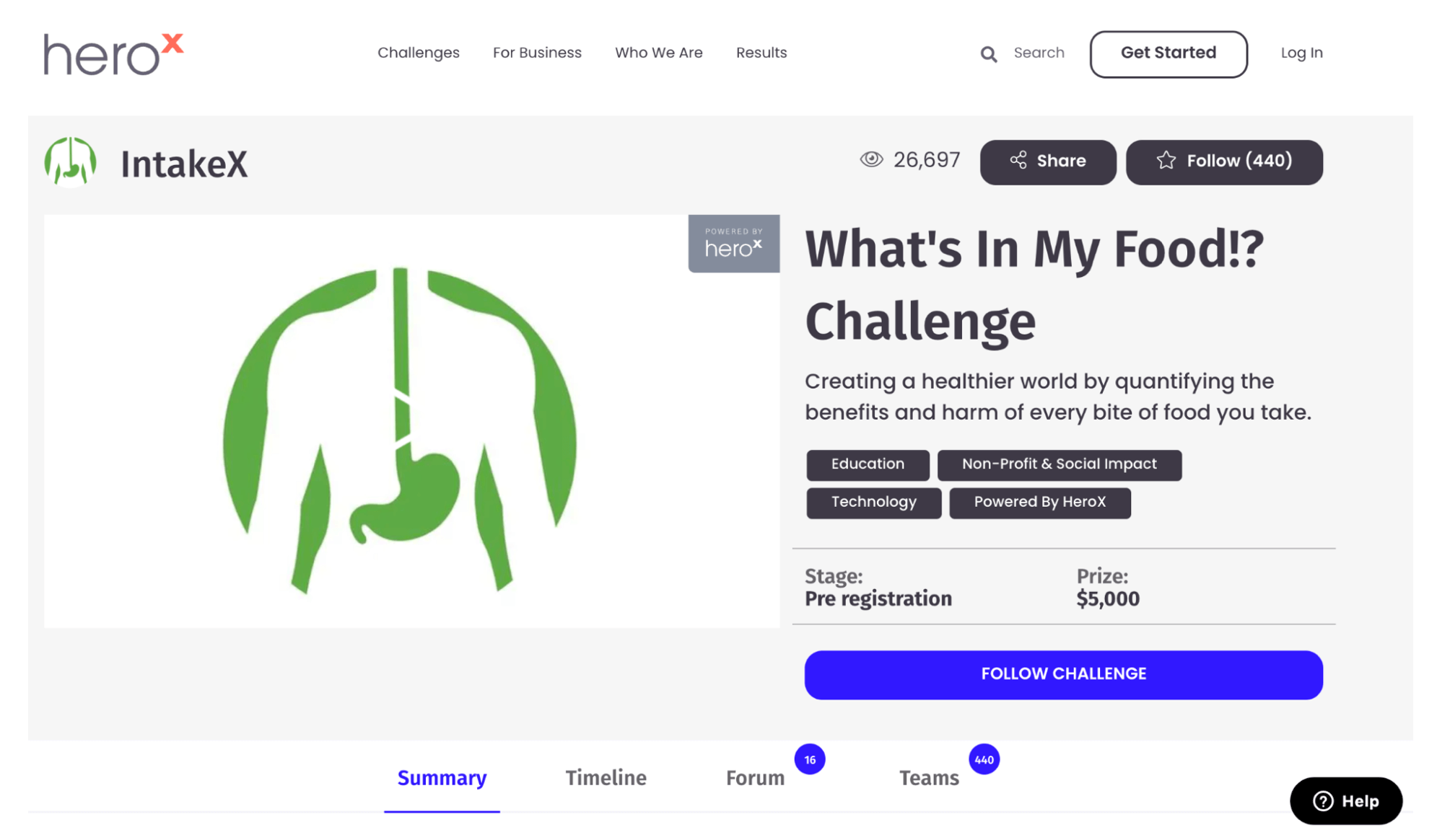 HeroX: IntakeX challenge