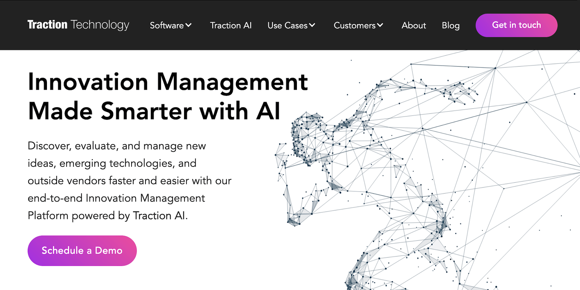 Traction Technology homepage: Innovation Management Made Smarter with AI