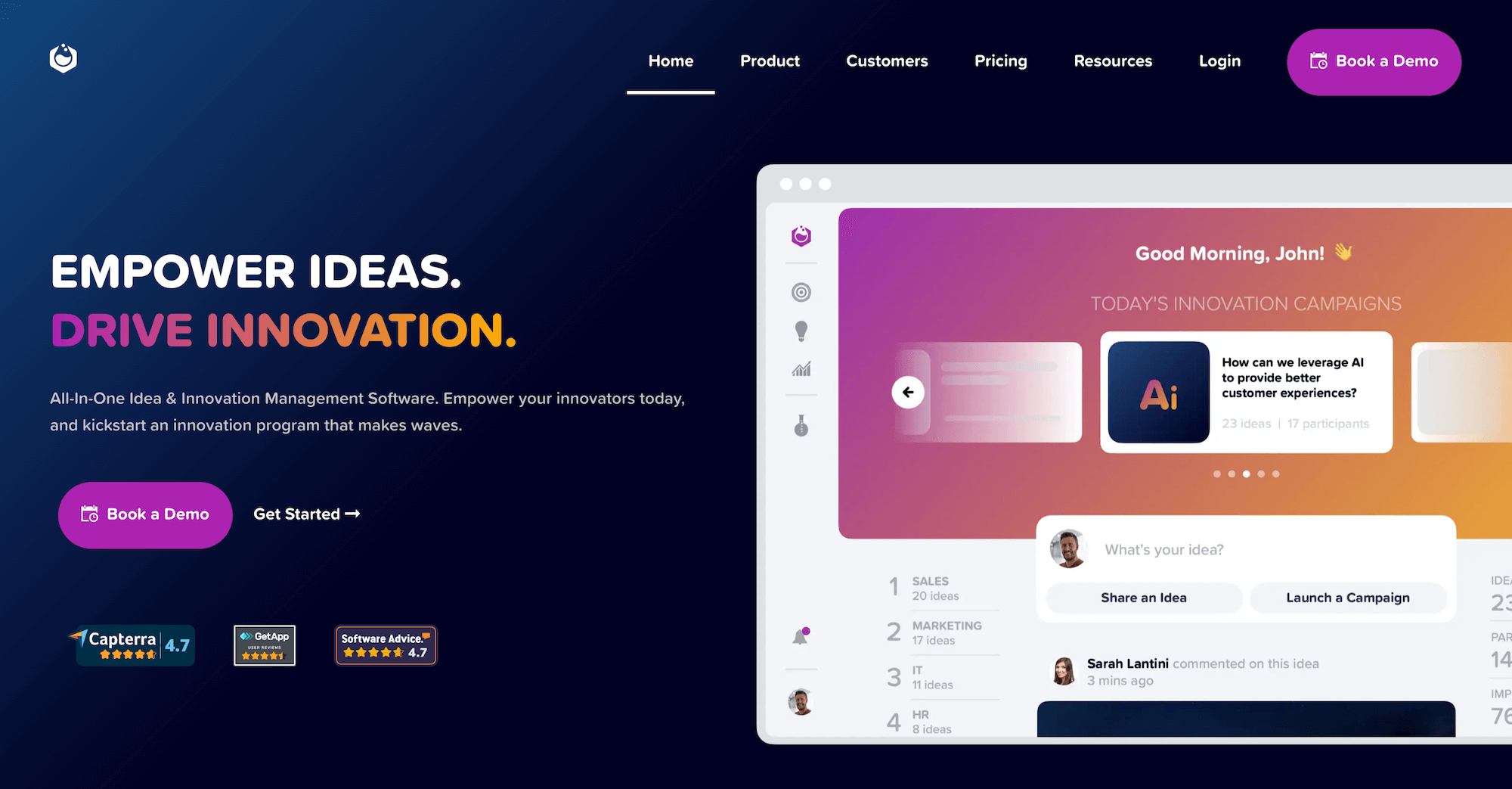 Yambla homepage: Empower Ideas. Drive Innovation.