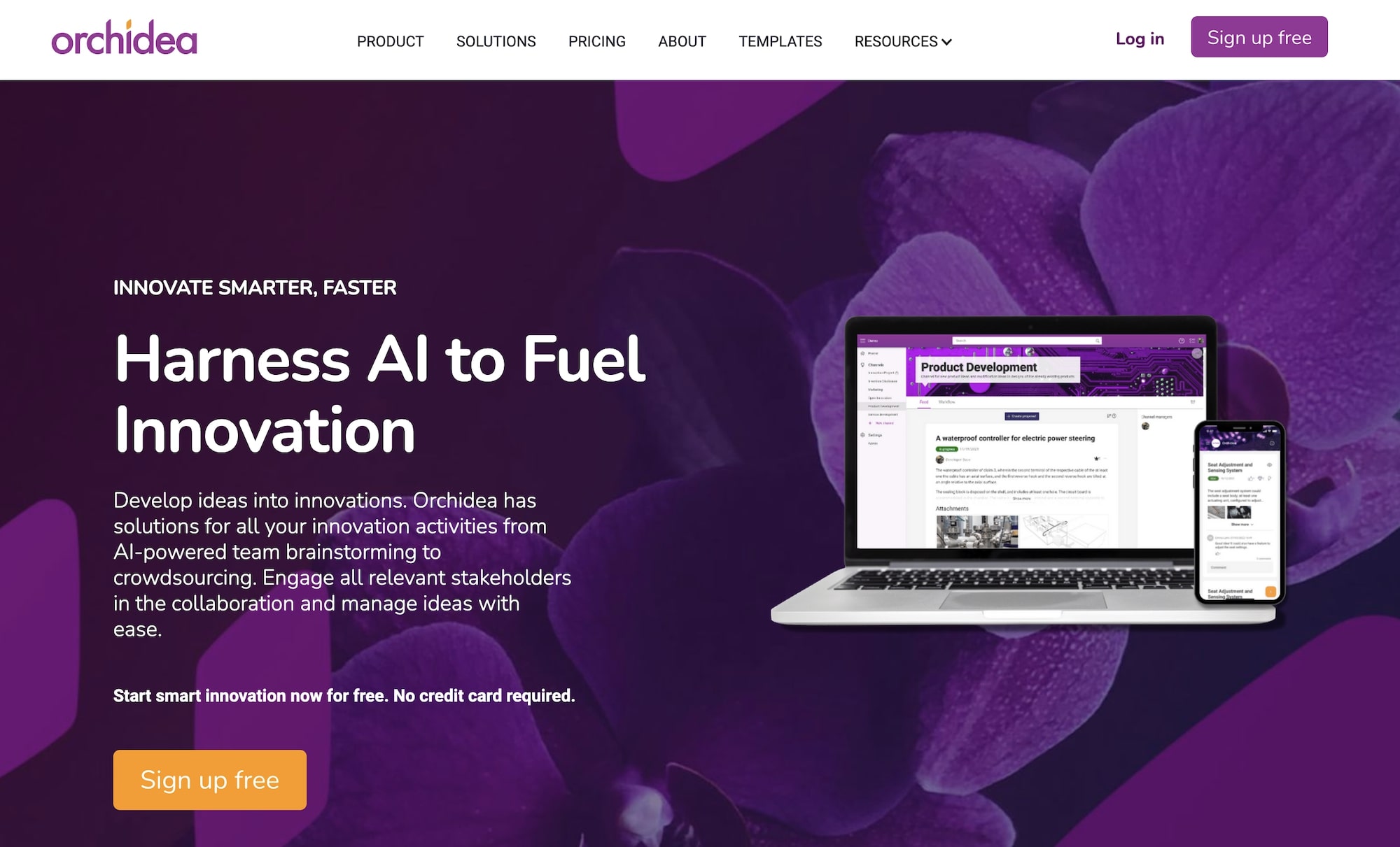 Orchidea homepage: Harness AI to Fuel Innovation