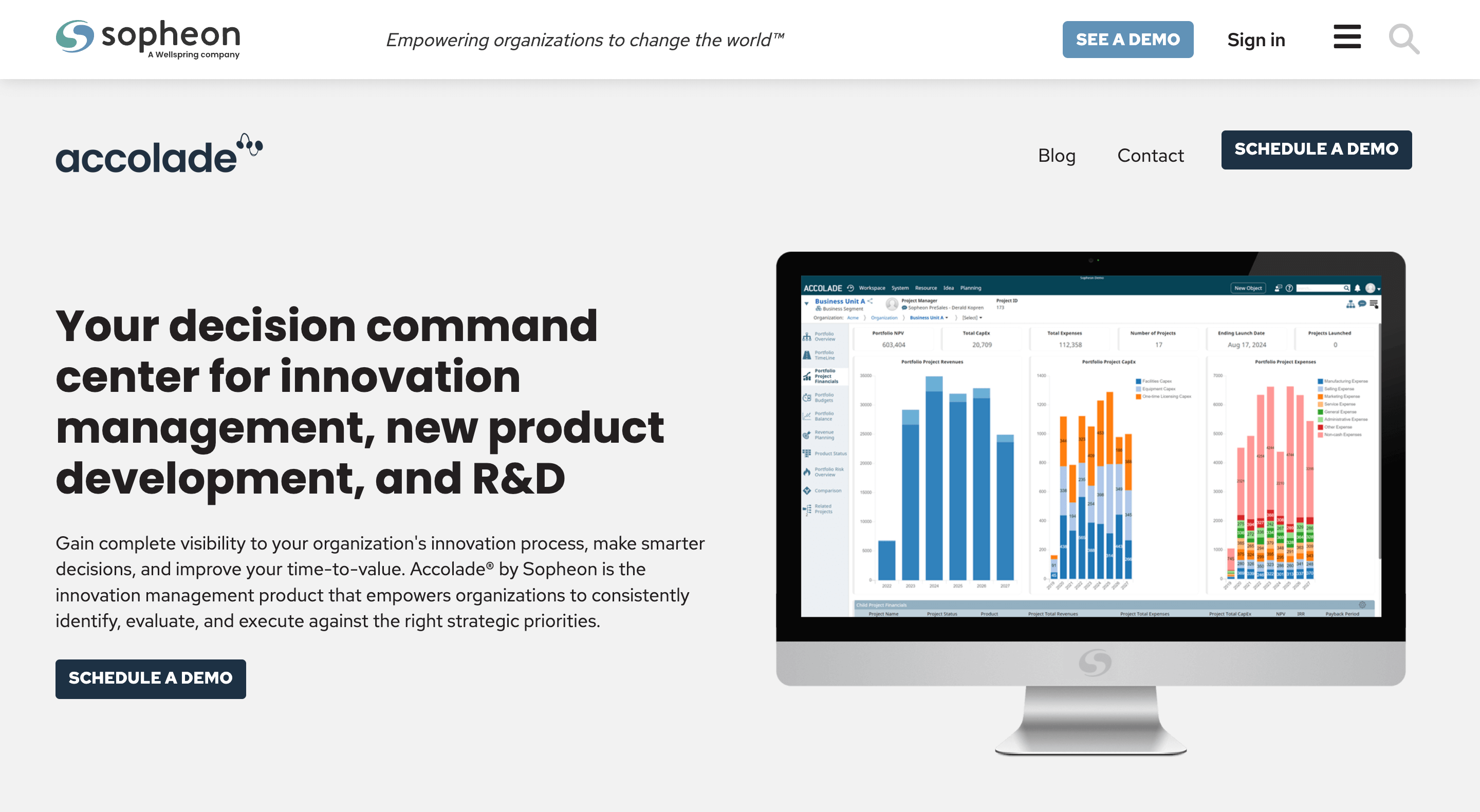 Sopheon homepage: Your decision command center for innovation management, new product development, and R&D